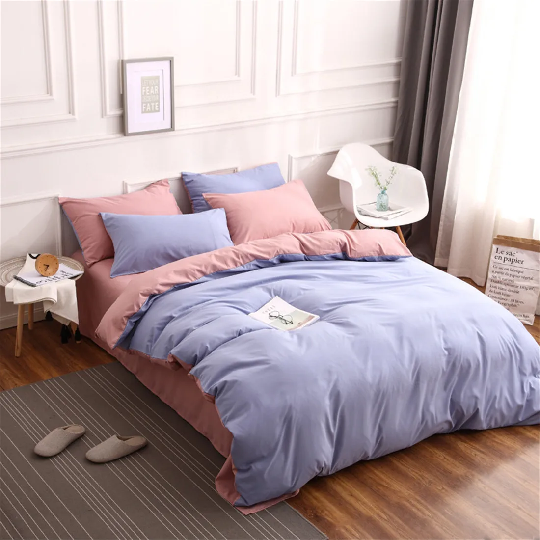 Günstig Mode bettwäsche sets bettwäsche Einfache Stil bettbezug flache blatt Bettwäsche Set Winter Volle König Einzigen Königin, bett set 2019
