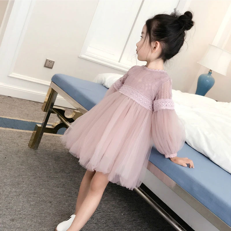 2017-New-Dresses-For-Girls-Cute-Lace-Solid-Long-Lantern-Sleeve-Children-Dress-O-Neck-Ball (1) 