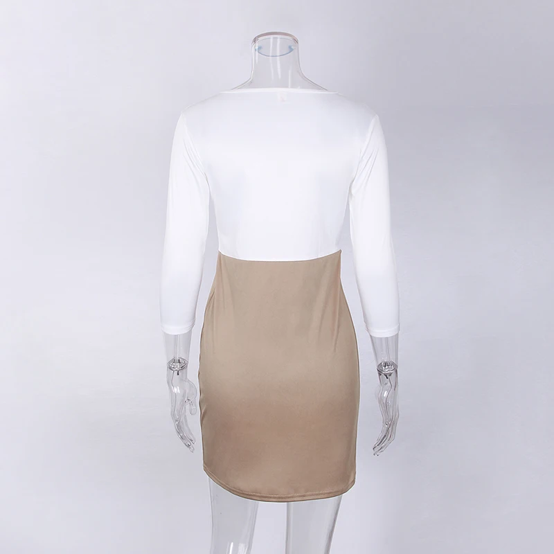 Осеннее модное женское мини-платье Элегантное с рукавом три четверти лоскутное Повседневное платье WS3267M