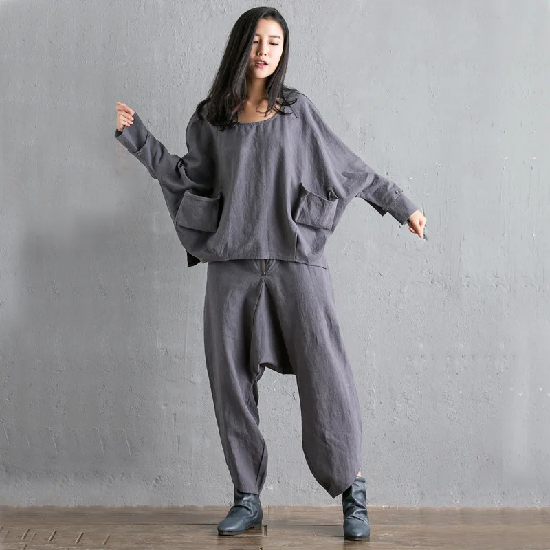 Новинка 2017 Женский весенне летний костюм из хлопка и льна красивый двух