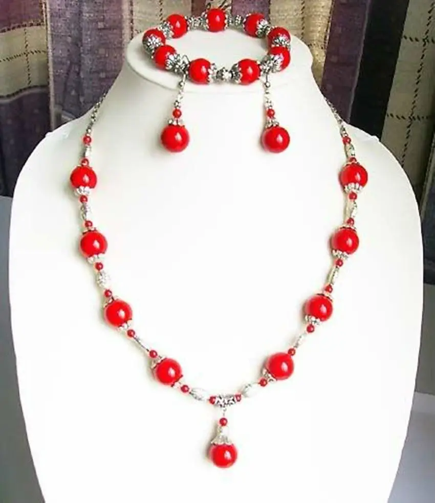 

hot sell new - Jewelry 001188 SET FASHION JEWELRY TIBET SILVER CORAL BEADS NECKLACE&BRACELET (A0425)