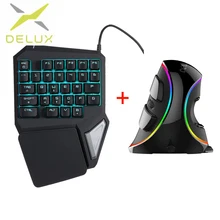 Delux gaming keyboard t9 pro Vertical Gaming Mouse M618 mini keyboard 7 Color Backlit mouse 800