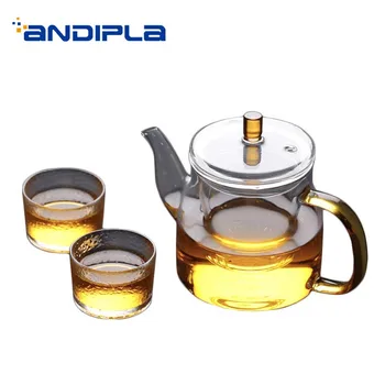 

Brief One 450ml Teapot with 50ml Two Teacups Kit / High Temperature Heat Resistance Glass Coffee Kettle Stove Drinkware Sake Cup