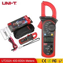 UNI-T UT202A цифровой токовые клещи 400-600A AC/DC вольтметр переменного тока Измеритель сопротивления NCV мультиметры