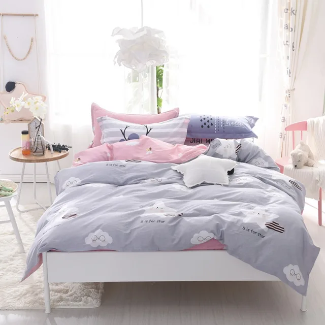 Buy Bed Clothes Set Cotton Bed Sheets Blue Duvet Cover Set Flower Bed Linen
