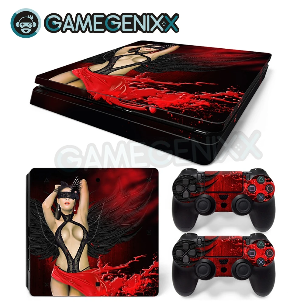 

GAMEGENIXX Skin Sticker Vinyl Decal for PS4 Slim Console and 2 Controllers - Sexy Girl Abstract Custom