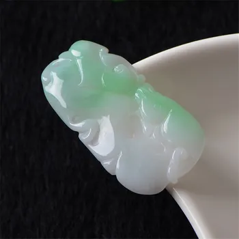 

Authentic A cargo jade fish item pendant Yang green jade fish lotus leaf fish pendant necklace Accompanied by a certificate