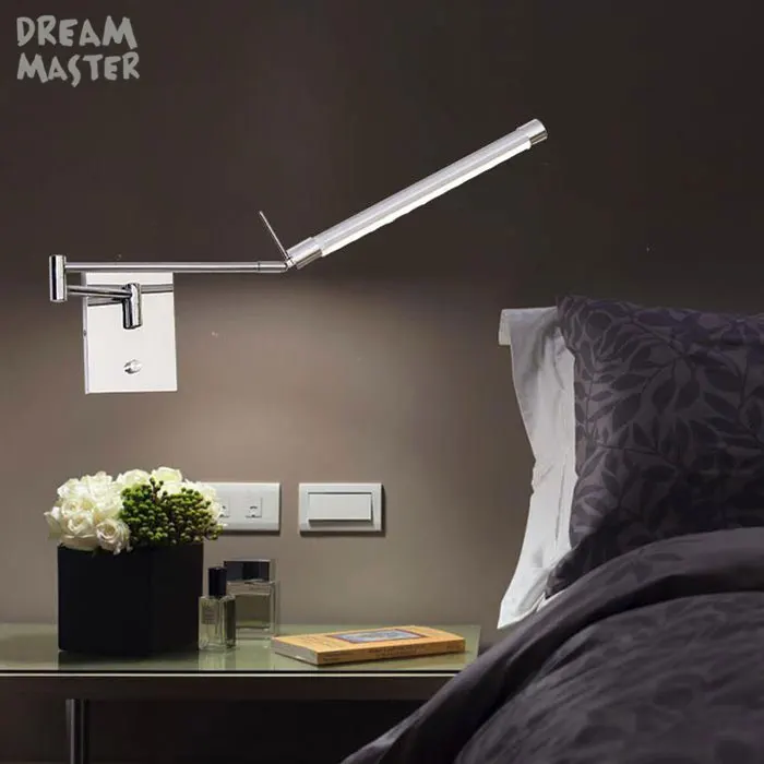 12W Stainless steel Bathroom mirror lights long arm LED wall lamp bedroom bedside LED reading lamp angle adjustable mirror lamps exterior wall lights