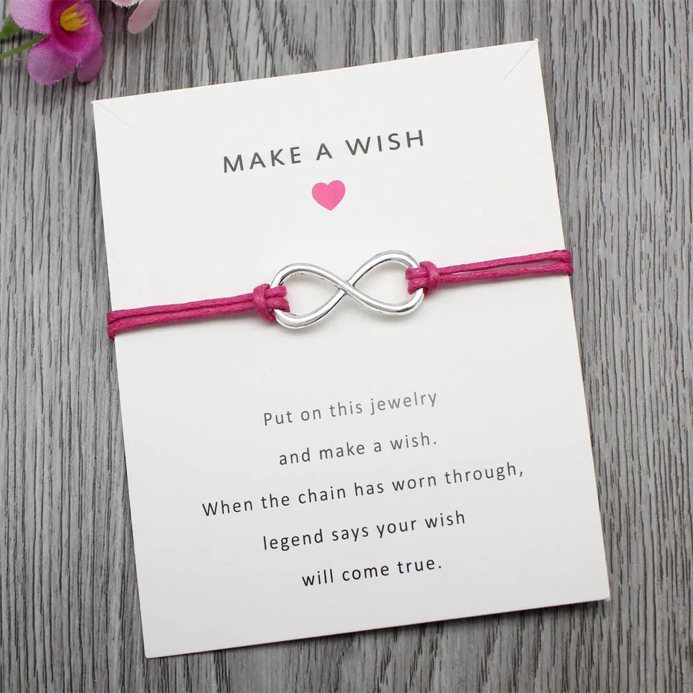 Браслет на заказ с надписью Double Infinity Love Faith Hope Wish Card для женщин и девушек