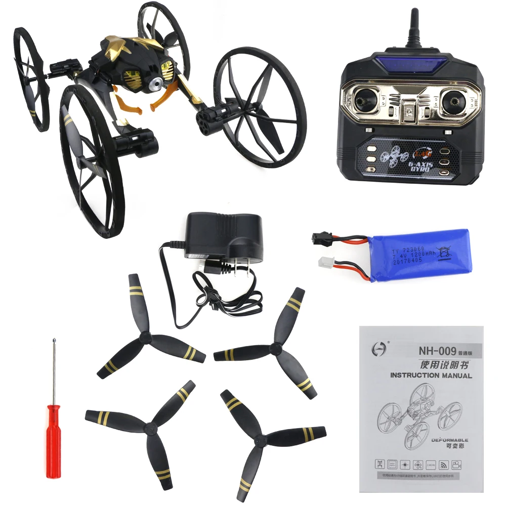 

JJRC NH-009 Deformable WIFI FPV with 2MP Camera Ground / Flight Mode 2.4G 4CH 6-Axis Gyro One Key Return RC Drone Quadcopter RTF