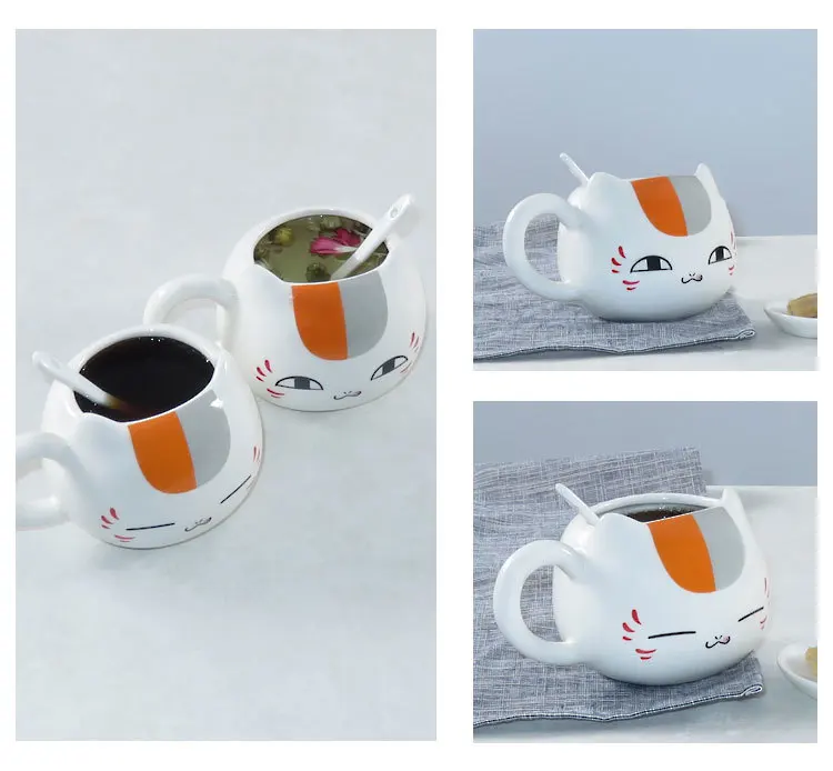Tanie Kreatywna księga przyjaciół Natsume Nyanko Sensei Cafe Face Cute Catroon ceramiczna biel kot brzuch kubek do herbaty ceramika kubek na prezent