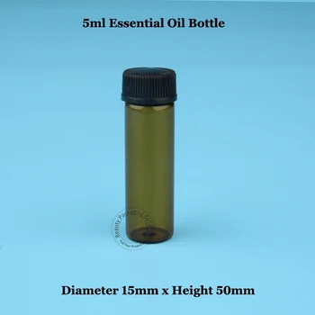 

200pcs/Lot Wholesale 5ml Glass Amber Essential Oil Bottle 1/6OZ Cosmetic Refillable Small Sample Test Container 5g Pot
