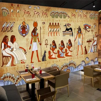 

Photo Wallpaper European Style Retro 3D Ancient Egyptian Pharaoh Statue Murals Wall Painting Restaurant Cafe Hotel Backdrop Wall