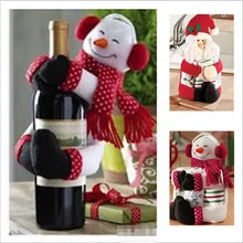 1 Weihnachtsmann + 1 Schneemann/Set Neue Jahr Weihnachtsdekoration Liefert Geschenk Weihnachten Weinflasche Abdeckung Ornament SDJ-029