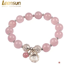 Leensun изделия ручной работы 925 серебро с Росс кварц/бисер/браслет для женщин