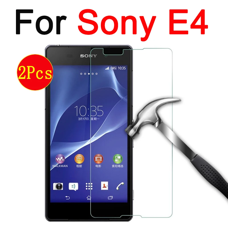 

2Pcs Tempered Glass For Sony Xperia E4 Screen Protector On Sony E 4 E2105 E2115 High Qualit Film Anti-Explosion Phone Case Cover