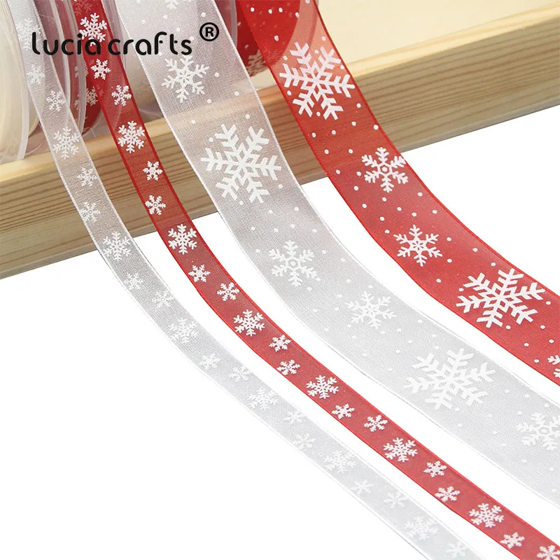 Lucia Crafts 5 ярдов 10 мм/25 мм Снежинка Органза лента сделай сам бант подарочная