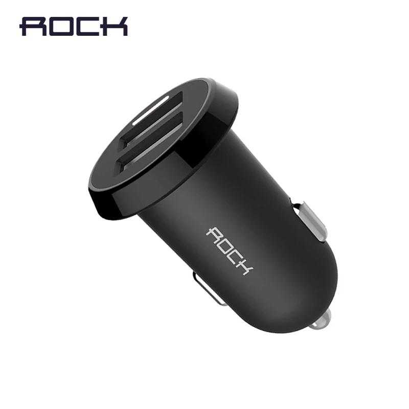 

Car Charger Dual Usb Adapter Rock 2 usb Port Led 2.4A Smart Car-charger for Iphone Samsung Phone car charging accessories