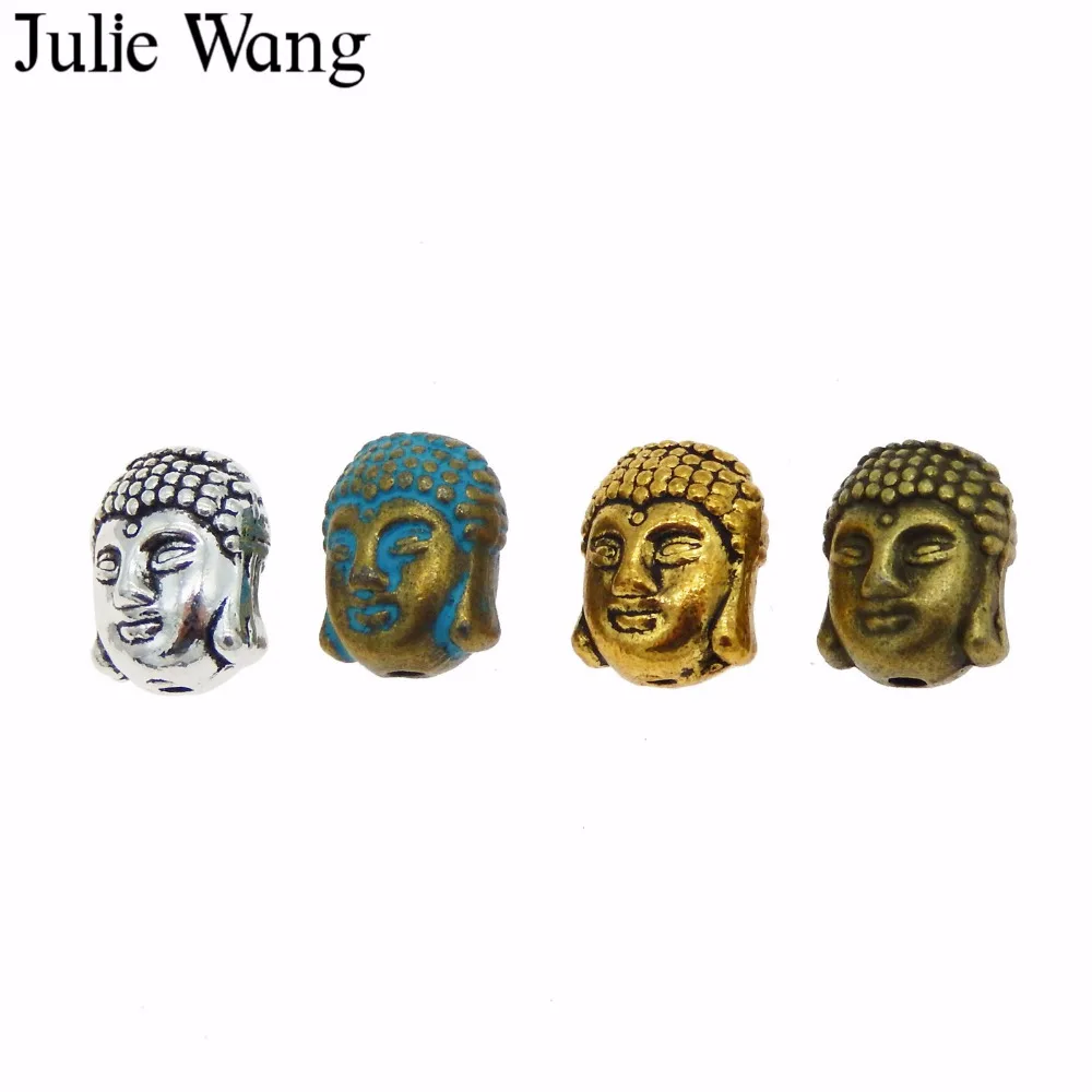 

Julie Wang 2-20 PCS 4 Colors Buddha Head Beads Bracelet Alloy Separate Beads Charms Necklace Pendant Jewelry Making Accessory