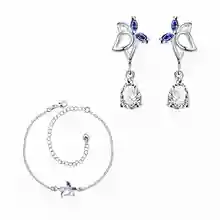 Лидер продаж Модный посеребренный ювелирный набор танцевальные серьги в виде бабочек+ ножной браслет Плавающие Подвески