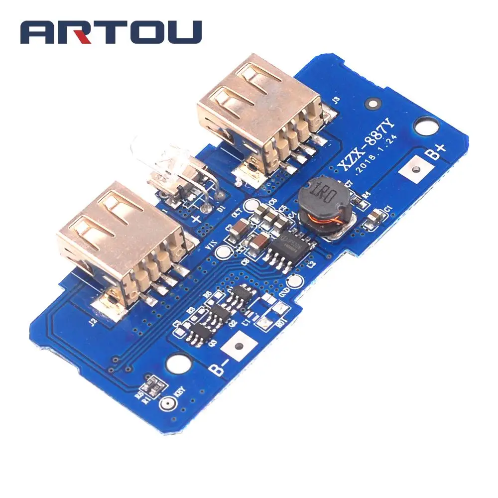 18650 Dual Micro USB 3 7 В до 5 2A Boost Мобильный Внешний аккумулятор DIY литиевая батарея