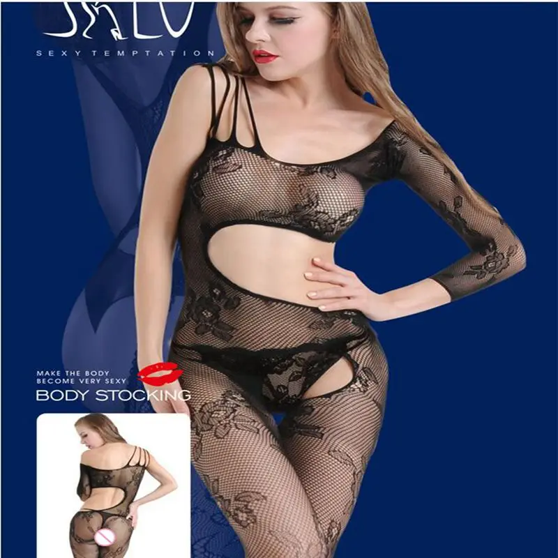 

New Sexy Lingerie Hot Black Lace Spliced Erotic Lingerie Costumes Temptation Transparent Sleepwear