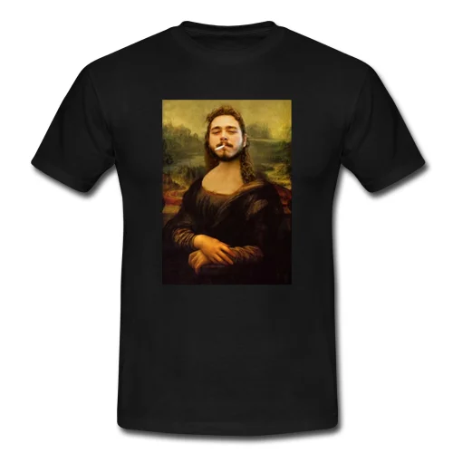 Новая футболка post-malone-mona-lisa S-3XL Мужская и женская с коротким рукавом | одежда