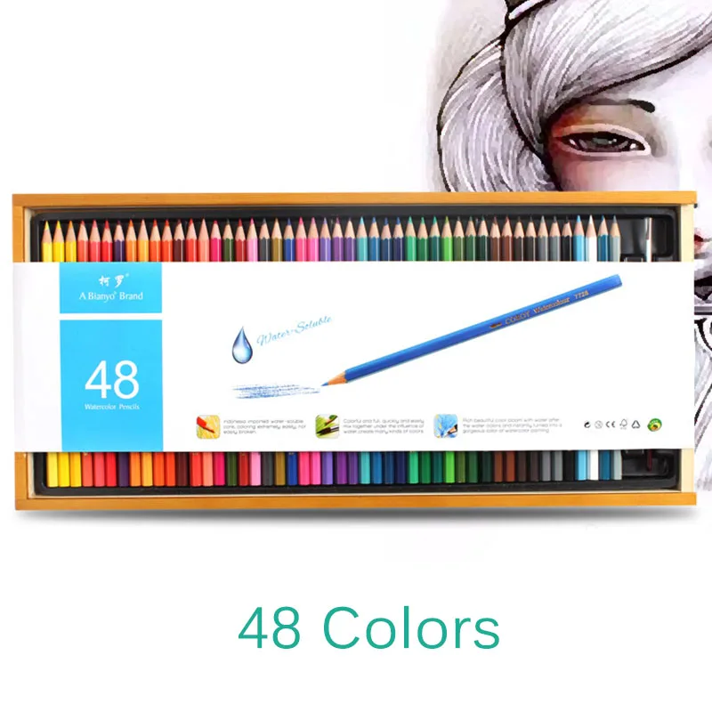 

48 Colored Pencils Drawing Set For Children Artist Case Draw Material Colored crayon Pencils sets Colors manga Paint hand-paint