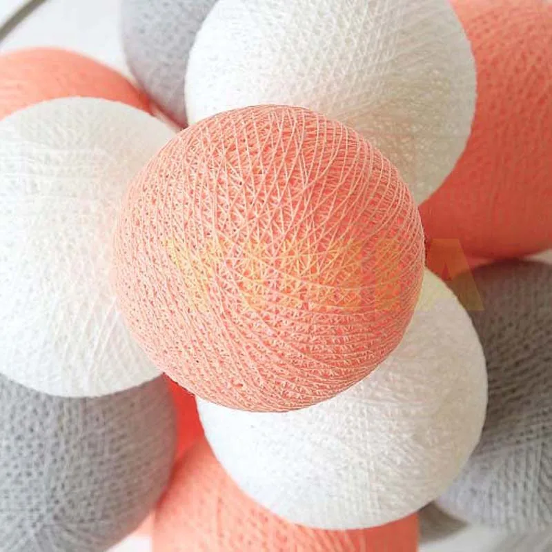 

White/Light Gray Apricot Cotton Balls LED String Fairy Lights Christmas Holiday Light Garland guirlande lumineuse luces lampjes