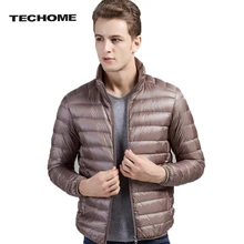 Techome Новые поступления осень-зима Для мужчин S Подпушка куртка мода ультра легкий тонкий теплое пальто Для Мужчин's Белые куртки-пуховики Размеры 4xl