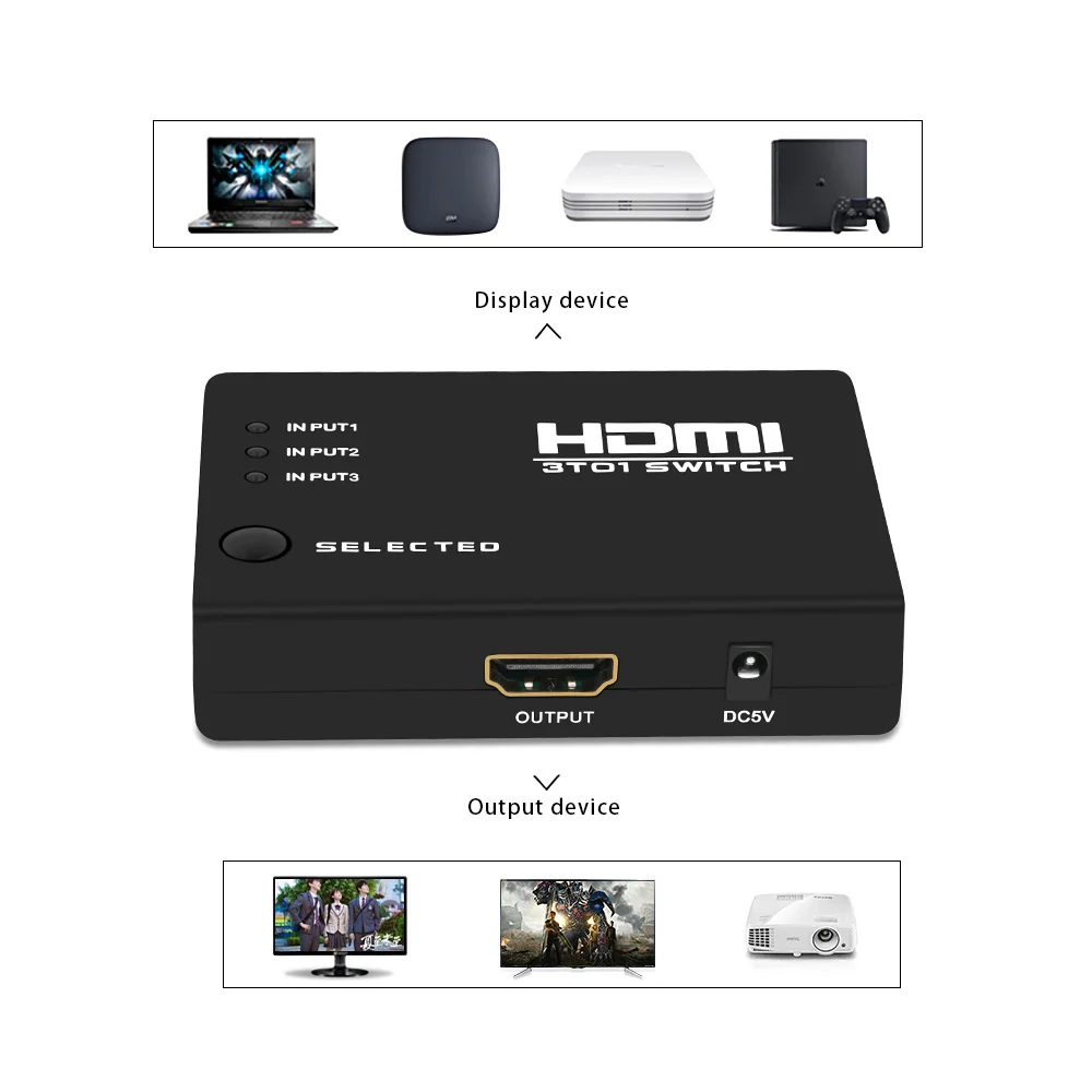 Высокопроизводительный HDMI сплиттер 3 порта переключатель порт для XBOX 360 PS3/4 Smart