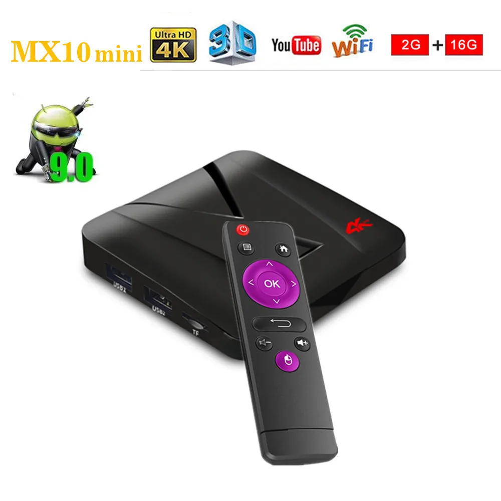 

MX10 mini Android TV box Android 9.0 2GB 16GB Quad Core 4K HDR 2.4GHz WIFI USB 3.0 MX10mini Smart Set Top Box PK X96 MINI