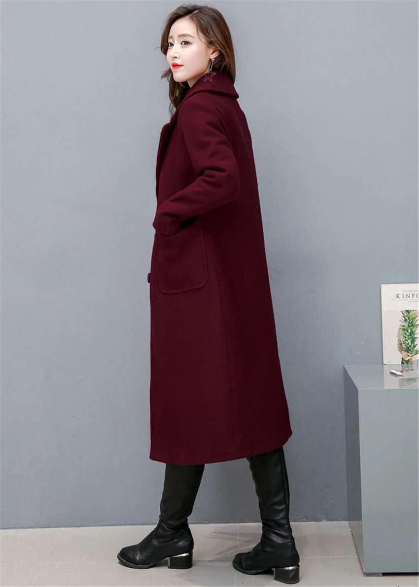 Большие размеры 2018 осень-зима модные женские туфли Шерстяное пальто свободные Имитация кашемира Верхняя одежда уплотненная подкладка