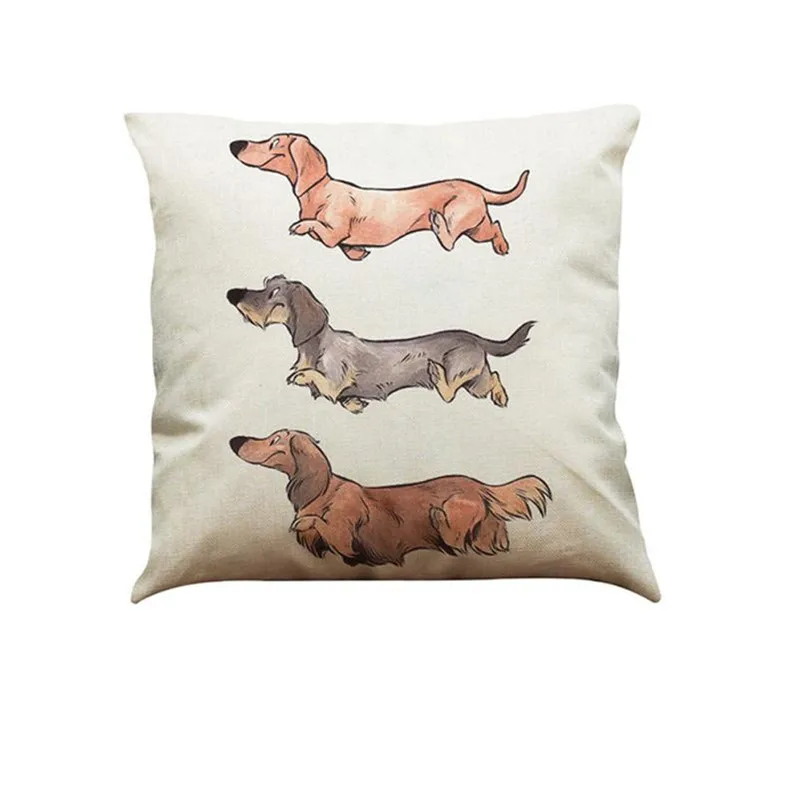 Vintage Dog Cotton Pillow Case Sofa Waist Throw Cushion Cover Home Car Decor17