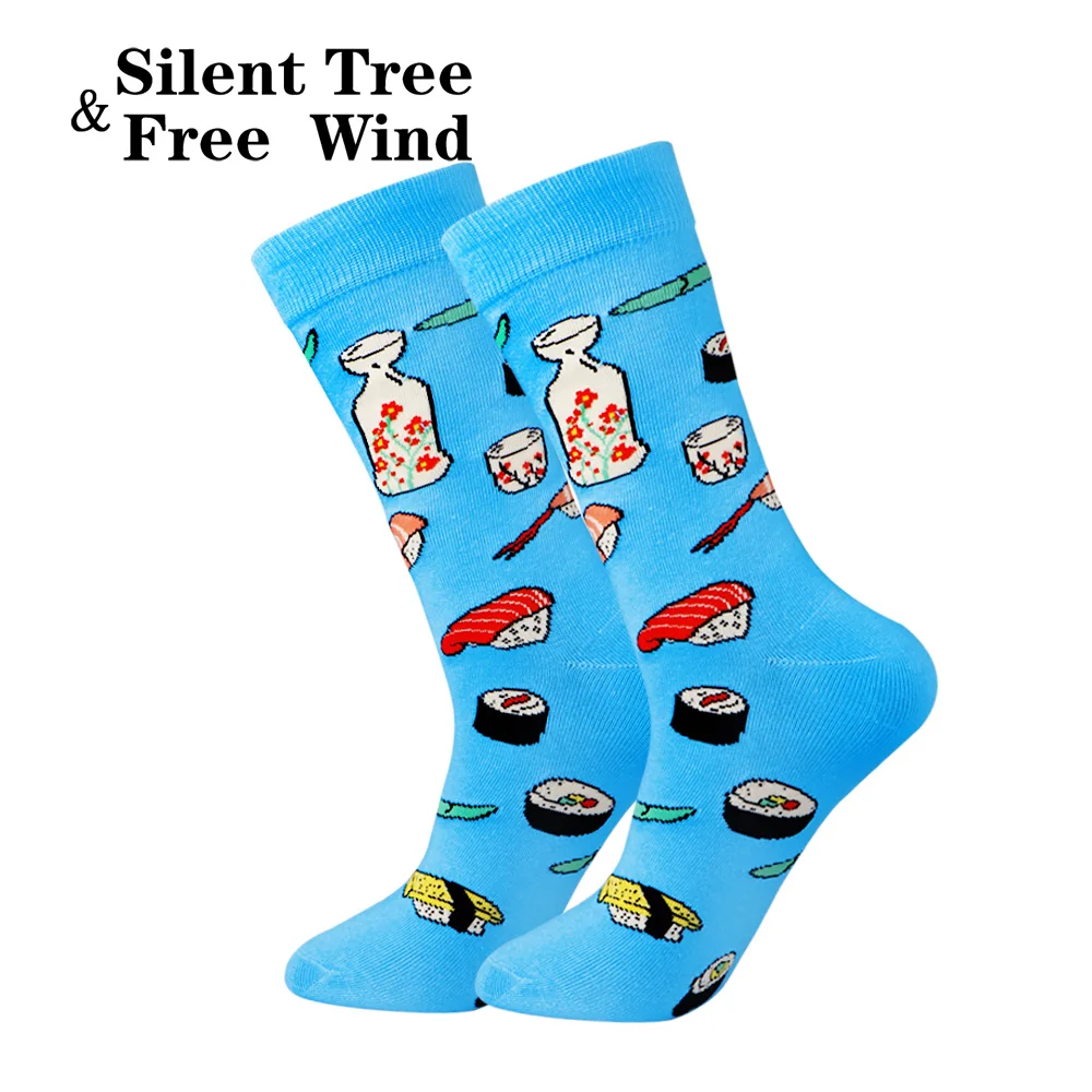 

Harajuku Men's Sushi Crew Socks Funny Novelty Men Women Salmon Caviar Japanese Food Cozy Cotton Sock