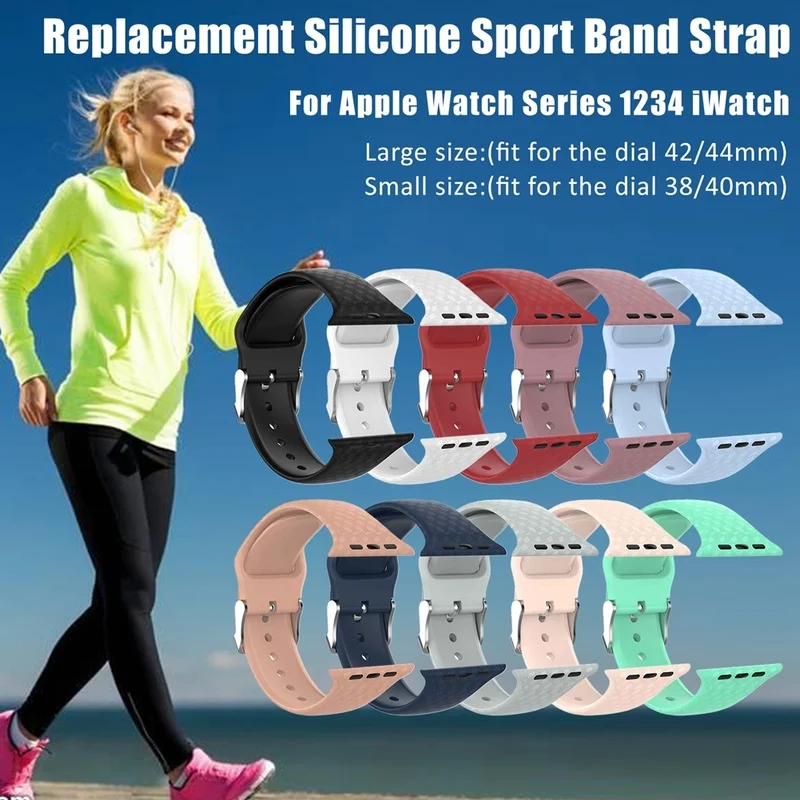 

Soft Silicone Replacement Strap Band For Apple Watch Series 3 2 1 38MM 42MM Breathable Sport Loop for iwatch series 4 40MM 44MM