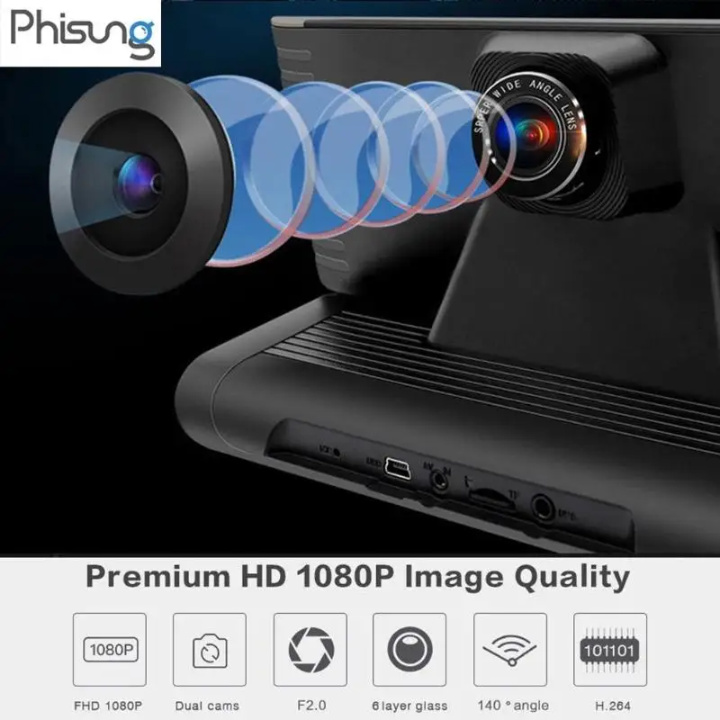 Phisung E02 " приборной панели портативный автомобильный DVR видеорегистратор 4G, Wi-Fi, андроид полный высокой четкости 1080P gps навигации регистратор видео Регистраторы монитор