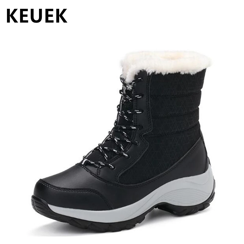 

New Arrival Plush Warm Women shoes Winter Snow boots Lace-Up Comfortable Outdoor Cotton boots Female shoes Ankle boots 02C
