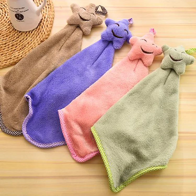 

Cute Cartoon Kitchen Washcloths Hanging Hand Towel Cartoon Handkerchief Bathroom Star Car Cleaning Cloth Dish Wash Towel Toalla