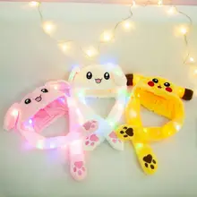 Милая модная шапка с ушками, шапка для прыжков, милая плюшевая светящаяся шапка, игрушка, подарки для детей, девочек