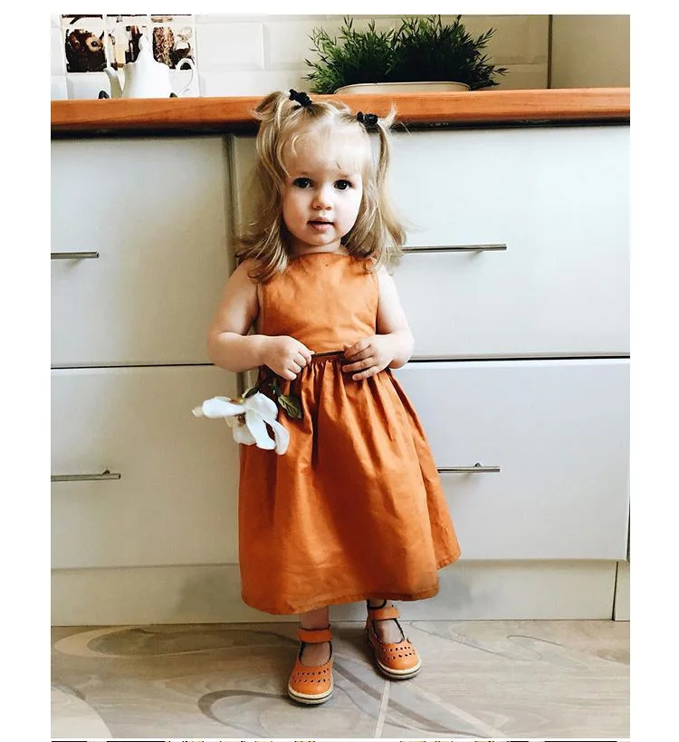 

European and American style wholesale summer cute princess sleeveless vest dress with big tie show dress for baby girl