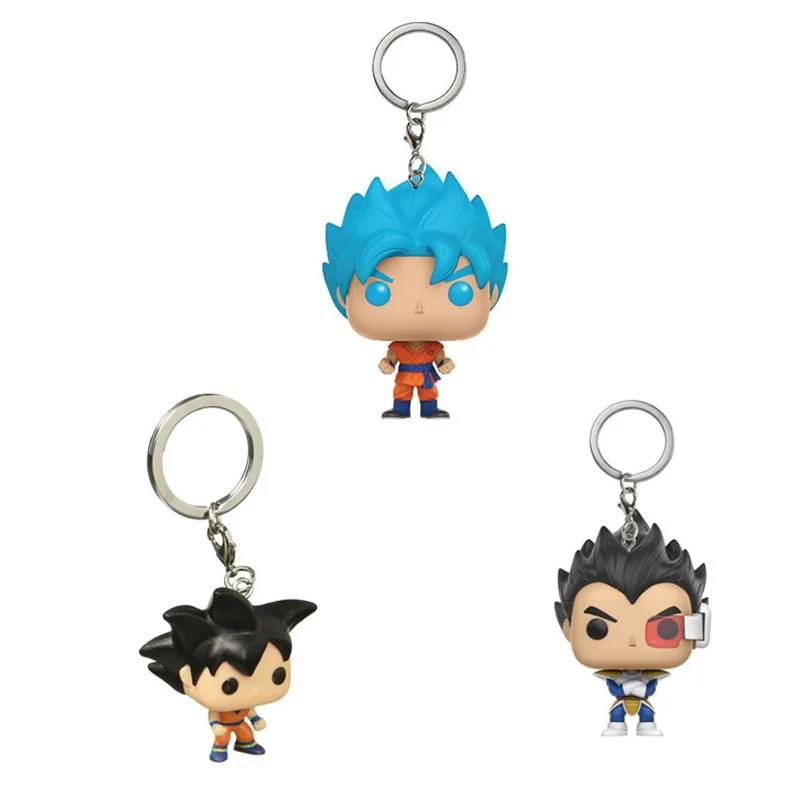 

Drogan ball Z Keychain Super Saiyun God Goku Blue Hair Vegeta Model Action figure Key Chain Toys Droganball for Decoration box