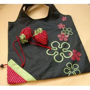 Woweino Happy Gifts 53 x 38cm Storage Bag Travel Home New Simple Strawberry Fruit Green Folding Convenience Shopping Bag