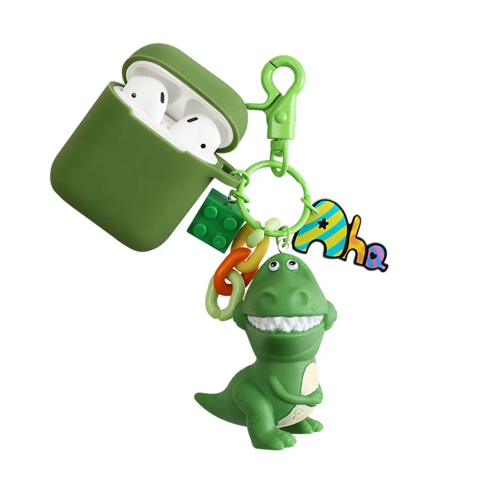 Cute Toy Story Rex Зеленый Динозавр Хэмм Свинья силиконовые чехлы для Apple Bluetooth наушники Airpods Чехол Air Pods 2 Acessorios