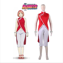 Boruto Haruno Sakura Naruto the Movie Cheongsam Rojo Anime Cosplay, Barato Mujeres Traje de Moda de Ropa Pantalones, Envío gratis