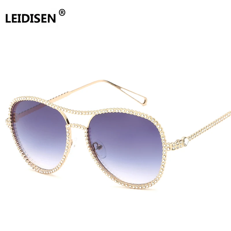 

LEIDISEN Fashion Rhinestone Sunglasses Women Brand Designer Metal Style Vintage Sun Glasses UV400 oculos de sol feminino