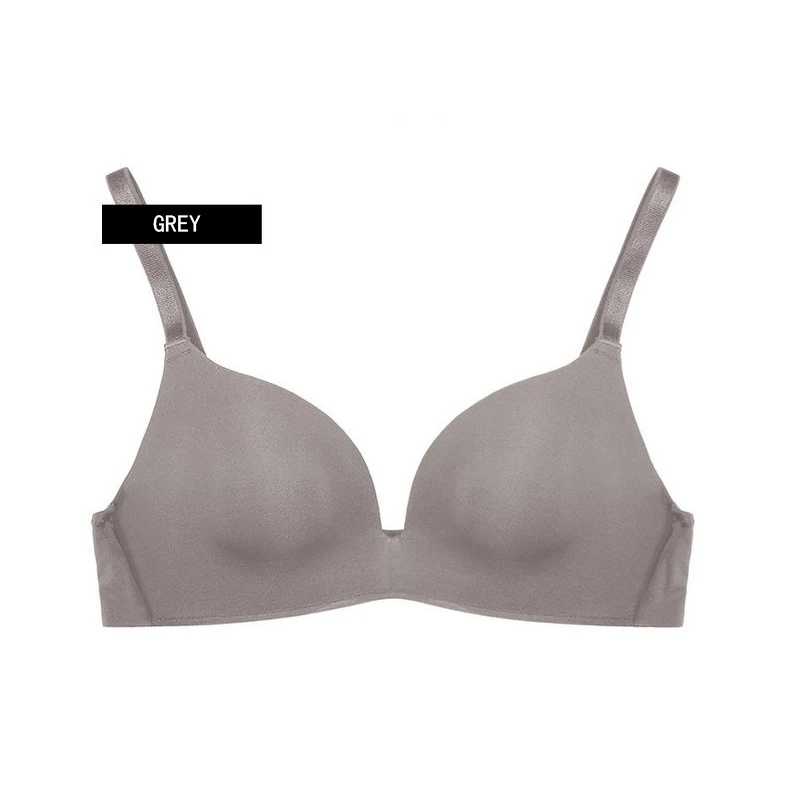 grey Эротический бюстгальтер белье 3/4 чашка Push-Up Bra бесшовные бюстгальтеры для Для женщин провода Бесплатный Твердые Черный бесшовное сексуальное женское белье 24143 - Цвет: grey