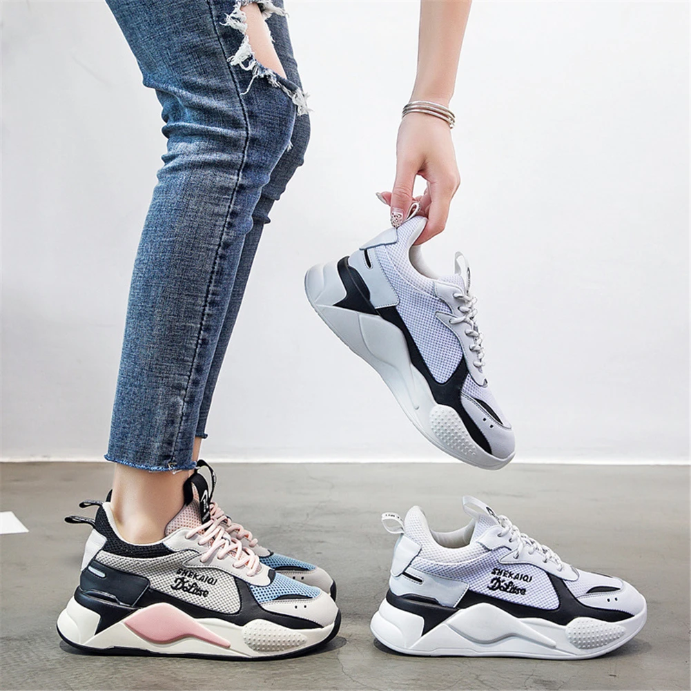 

RIBETRINI New Fashion INS Hot Sneakers Mixed Colors Ladies Lace Up Flat Platform Shoes Woman Causal Soft Autumn Spring Flats