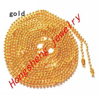 

Wholesale gold color 100 pcs/lot Long:70cm(27.6" ) Beads:1.5mm(0.059") Ball Chain Necklace W / Connector (As shown )