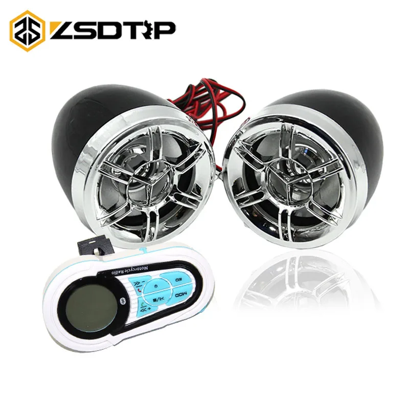 

ZSDTRP Motorcycle Bluetooth Audio System FM Radio Stereo Speaker SD TF USB MP3 Player Handsfree Moto Anti-theft Device Display
